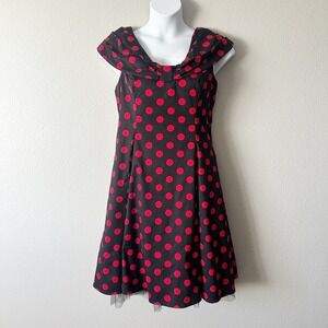 Hearts & Roses London Red Polka Dot Swing Dress Rockabilly Retro Size XXL 18 NEW